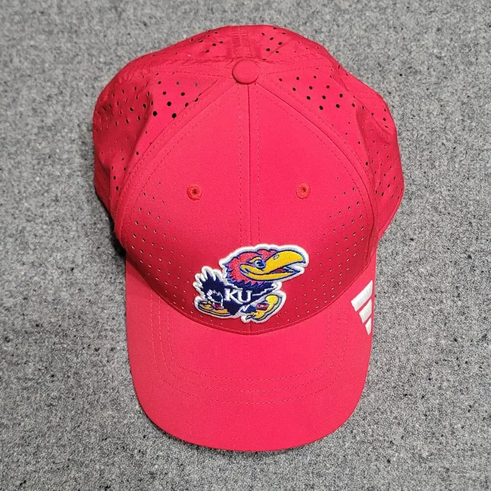 Kansas Jayhawks Hat Baseball Cap Mens Red Performance Perforated Collegiate